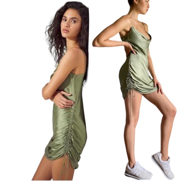 Wilfred Dresses & Skirts - ARITZIA Wilfred Only Ruched Slip Dress Sage Frost Women’s Size Large